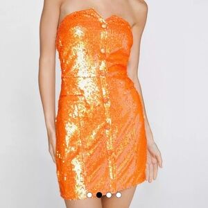 Nasty gal orange sequin dress